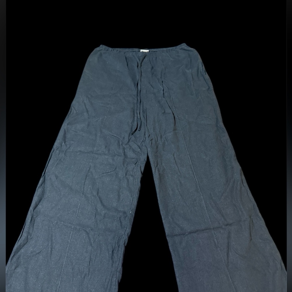 A New Day Black Wide Leg Long Linen Like Drawstring Pants. 31” inseam. NWOT. M